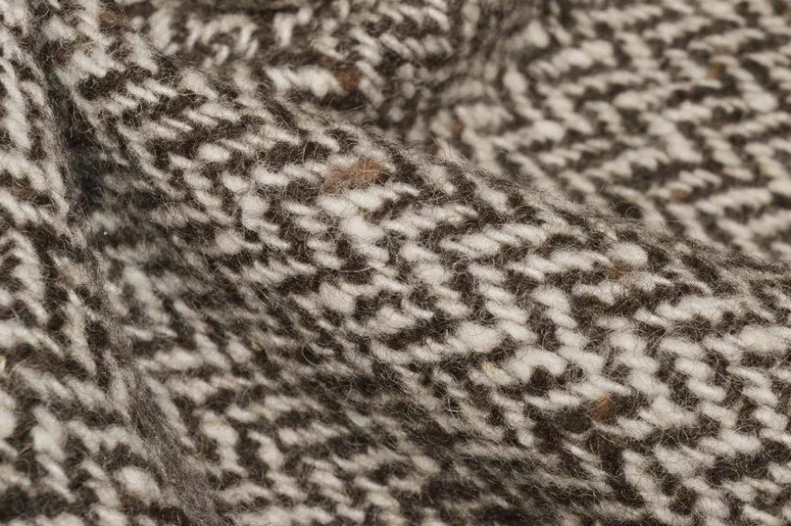TESSUTO CAPPOTTO PURA LANA SPINATO MARRONE