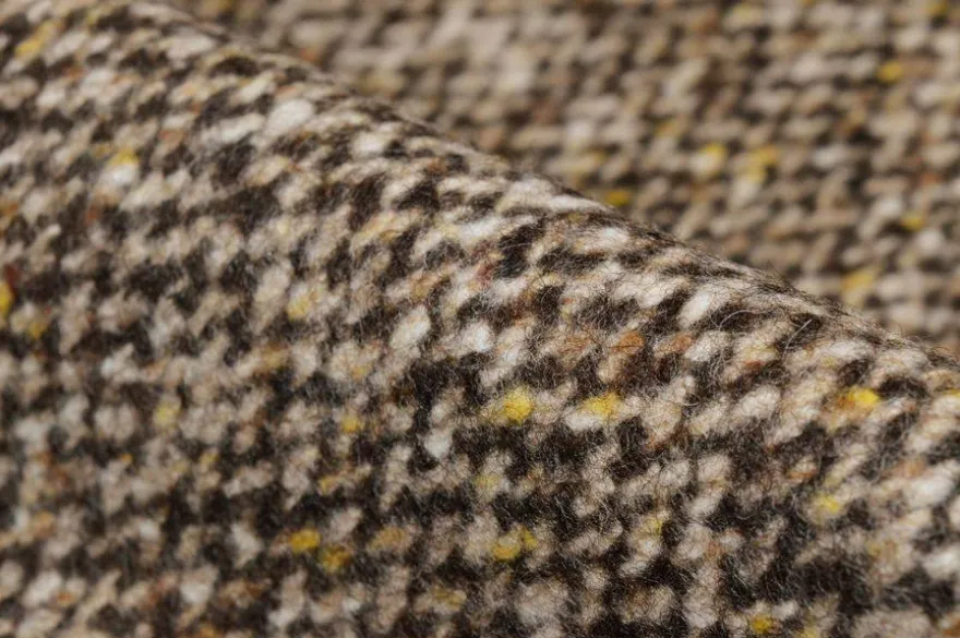 TESSUTO CAPPOTTO PURA LANA TWEED MARRONE BEIGE