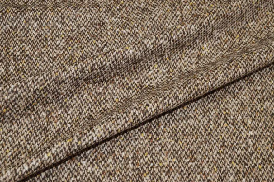 TESSUTO CAPPOTTO PURA LANA TWEED MARRONE BEIGE