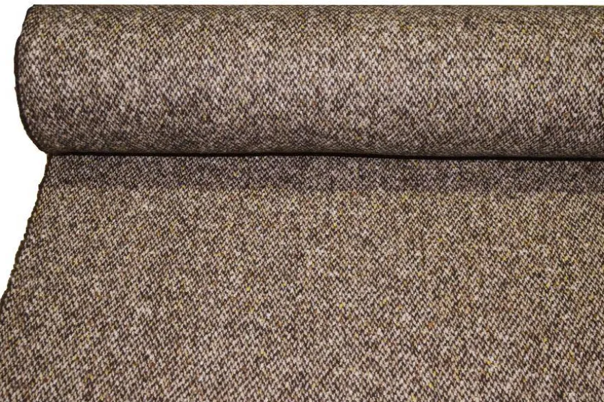 TESSUTO CAPPOTTO PURA LANA TWEED MARRONE BEIGE