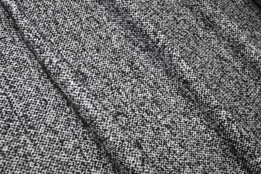 TESSUTO CAPPOTTO TWEED BIANCO E NERO
