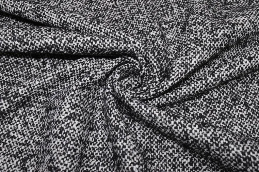 TESSUTO CAPPOTTO TWEED BIANCO E NERO