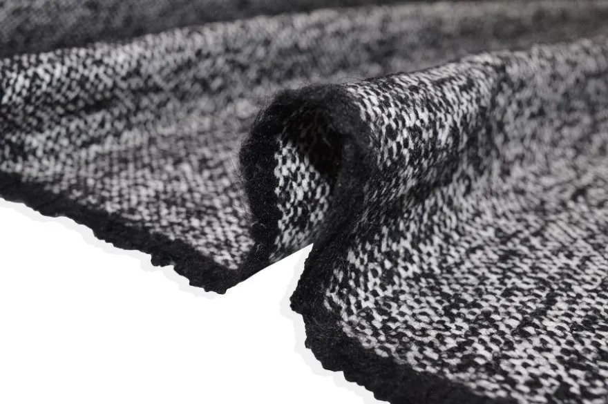 TESSUTO CAPPOTTO TWEED BIANCO E NERO