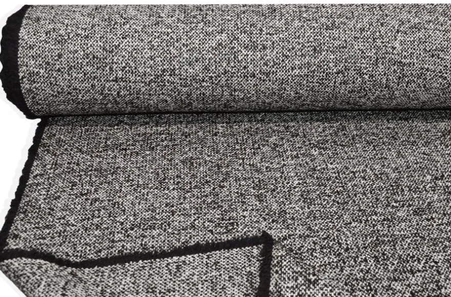 TESSUTO CAPPOTTO TWEED BIANCO E NERO