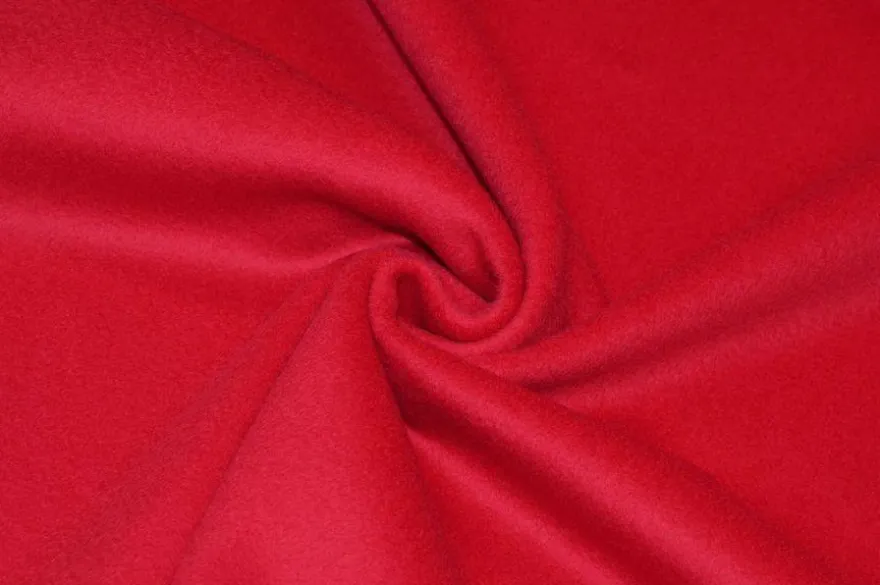 TESSUTO CAPPOTTO VELOUR PURA LANA VERGINE ROSSO