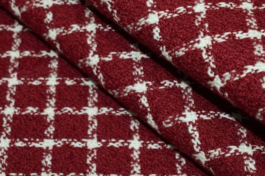 TESSUTO CHANEL PURO COTONE ADESIVATO ROSSO