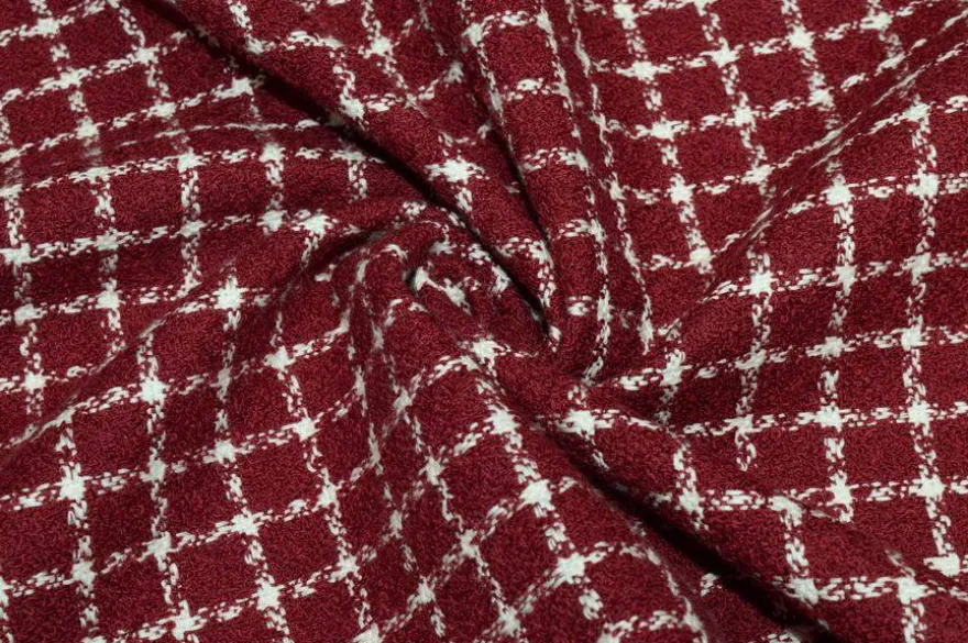 TESSUTO CHANEL PURO COTONE ADESIVATO ROSSO