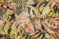 TESSUTO CHIFFON FANTASIA FOGLIA GIALLA