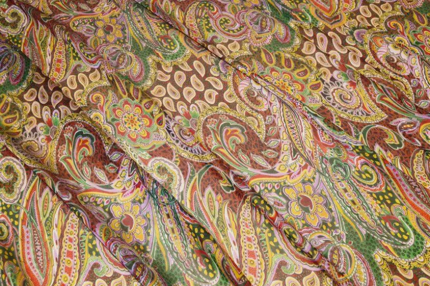 TESSUTO CHIFFON MISTO SETA FANTASIA COLORI CALDI
