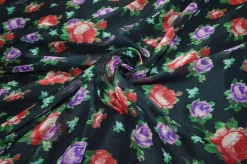 TESSUTO CHIFFON PURA SETA EFFETTO CREPON NERO