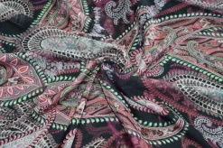 TESSUTO CHIFFON PURA SETA FANTASIA CASHMERE FONDO NERO