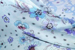 TESSUTO CHIFFON PURA SETA FANTASIA FLOREALE AZZURRA