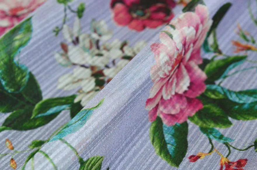 TESSUTO CHIFFON PURA SETA FANTASIA FLOREALE LILLA