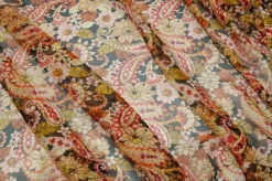 TESSUTO CHIFFON PURA SETA FLOREALE COLORI CALDI