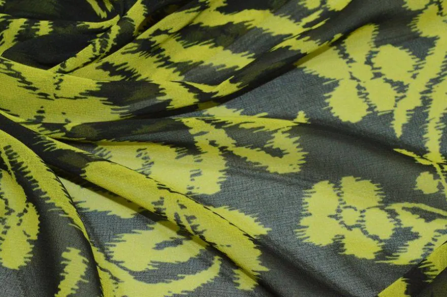 TESSUTO CHIFFON PURA VISCOSA FANTASIA FLOREALE LIME