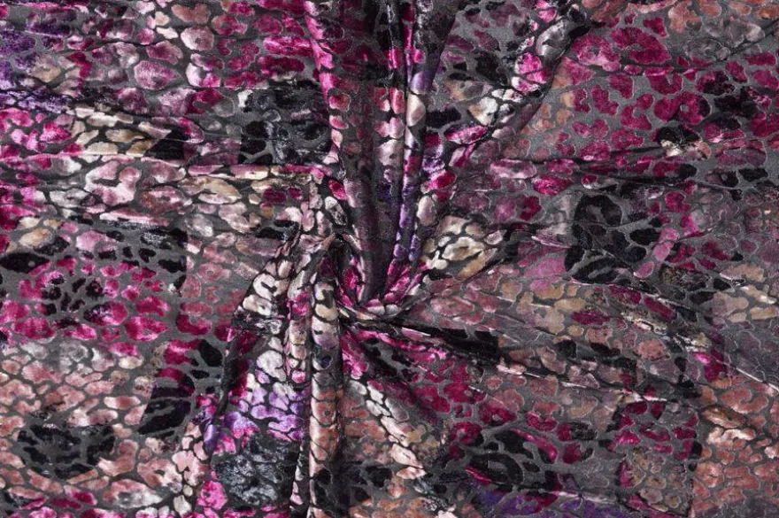 TESSUTO CINIGLIA DEVOREH STRETCH FANTASIA SFUMATA FUCSIA