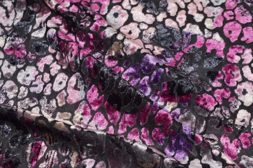 TESSUTO CINIGLIA DEVOREH STRETCH FANTASIA SFUMATA FUCSIA