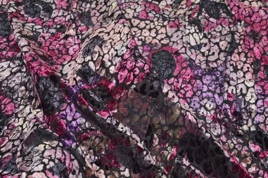 TESSUTO CINIGLIA DEVOREH STRETCH FANTASIA SFUMATA FUCSIA