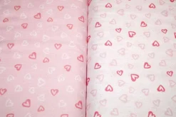 TESSUTO COORDINATO PIQUET MILLERIGHE CUORICINO ROSA