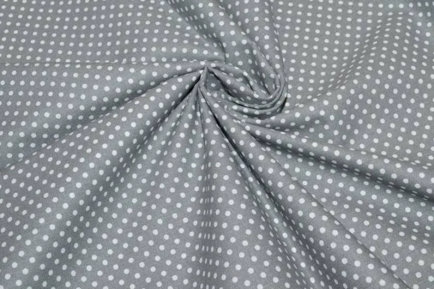 TESSUTO COORDINATO PURO COTONE POIS GRIGIO