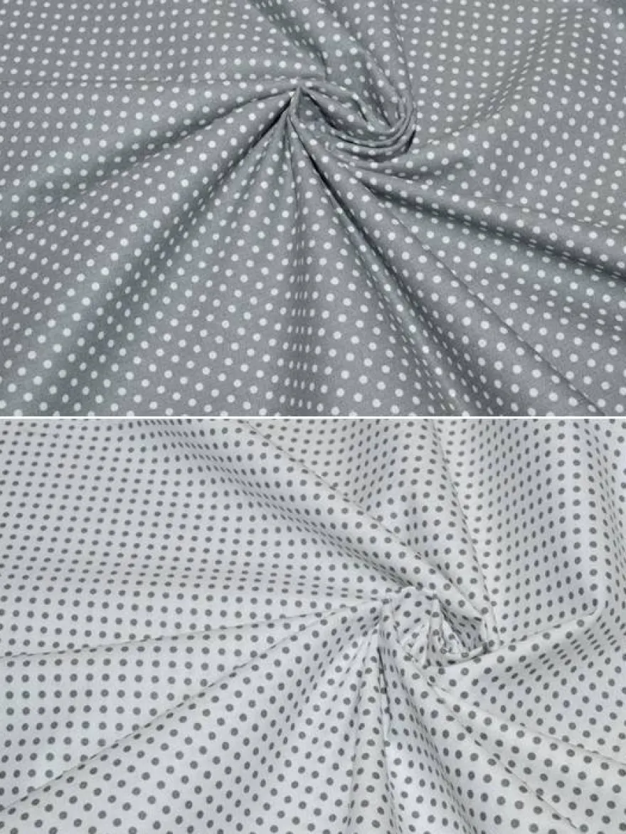 TESSUTO COORDINATO PURO COTONE POIS GRIGIO