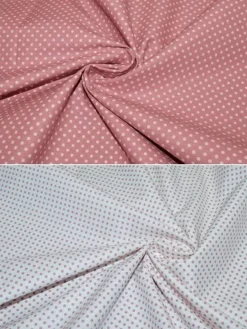 TESSUTO COORDINATO PURO COTONE POIS ROSA ANTICO