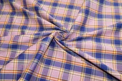 TESSUTO COTONE CAMICERIA STRETCH SCACCO ROSA VIOLA