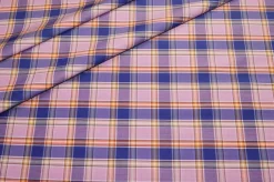 TESSUTO COTONE CAMICERIA STRETCH SCACCO ROSA VIOLA