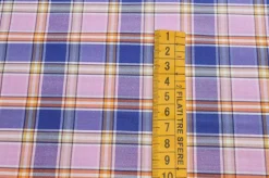 TESSUTO COTONE CAMICERIA STRETCH SCACCO ROSA VIOLA