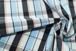 TESSUTO COTONE CAMICERIA STRETCH SCACCO CELESTE