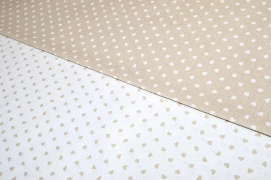 TESSUTO COTONE CUORICINI BEIGE