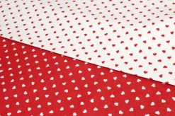TESSUTO COTONE CUORICINI ROSSO