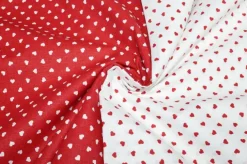 TESSUTO COTONE CUORICINI ROSSO