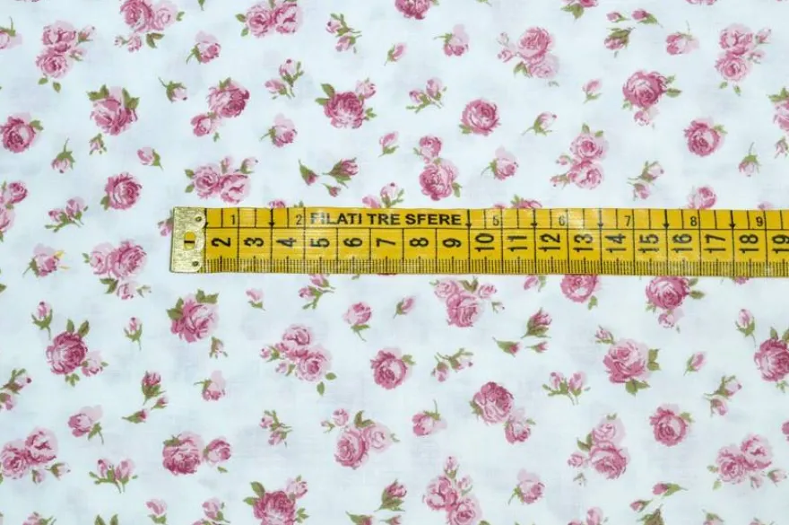 TESSUTO COTONE FANTASIA FIORELLINO ROSA
