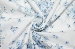 TESSUTO COTONE FANTASIA MAZZETTO FLOREALE AZZURRO