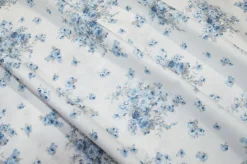 TESSUTO COTONE FANTASIA MAZZETTO FLOREALE AZZURRO