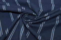 TESSUTO COTONE GOFFRATO STRETCH RIGA BLU