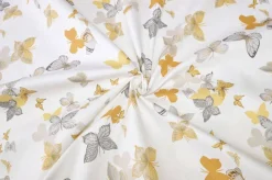 TESSUTO COTONE PANAMA FANTASIA FARFALLE GIALLE