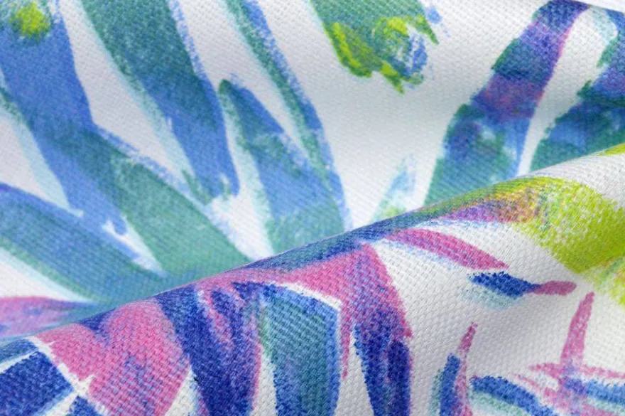 TESSUTO COTONE PANAMA FANTASIA TROPICAL MULTICOLOR