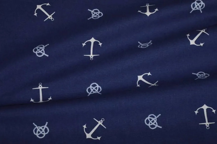 TESSUTO COTONE PANAMA FANTASIA MARINARA BLU