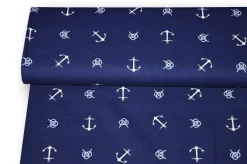 TESSUTO COTONE PANAMA FANTASIA MARINARA BLU