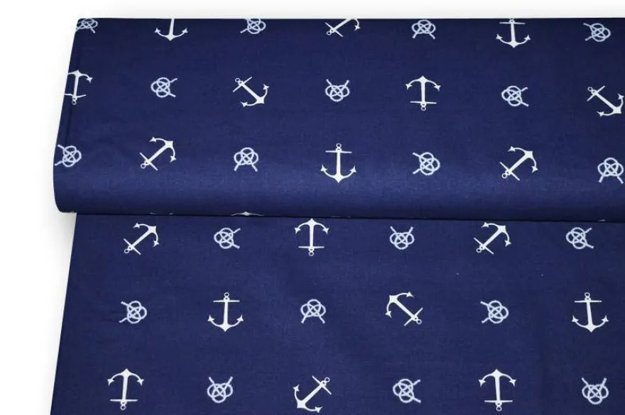 TESSUTO COTONE PANAMA FANTASIA MARINARA BLU