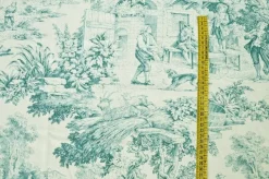TESSUTO COTONE PANAMA TOILE DE JOUY TURCHESE