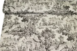 TESSUTO COTONE PANAMA TOILE DE JOUY NERO