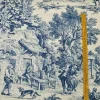 TESSUTO COTONE PANAMA TOILE DE JOUY BLU