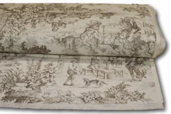 TESSUTO COTONE PANAMA TOILE DE JOUY BEIGE