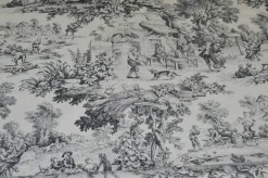 TESSUTO COTONE PANAMA TOILE DE JOUY GRIGIO