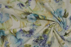 TESSUTO COTONE STAMPA DIGITALE FIORE AZZURRO