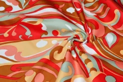 TESSUTO COTONE STREATCH FANTASIA MULTICOLOR ROSSA