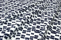 TESSUTO COTONE STRETCH FANTASIA BIANCA E BLU